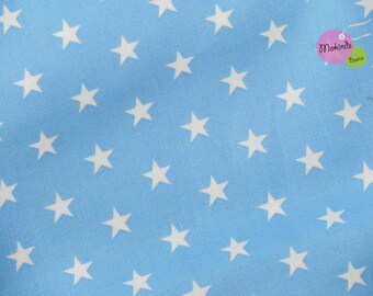 Stars light blue fabric cotton fabric