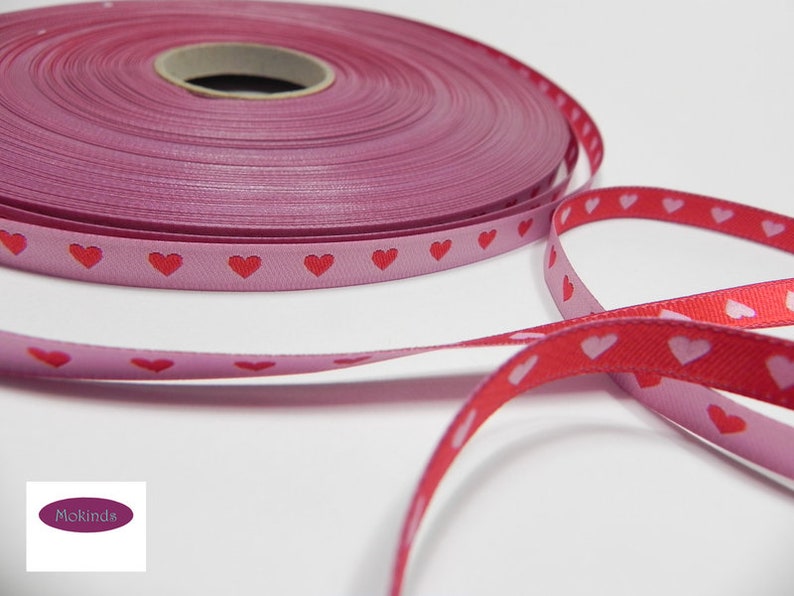 Color mix woven ribbon heart ribbon pink-red image 4