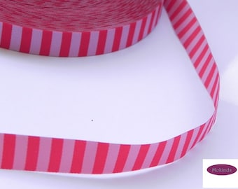 Farbenmix Webband Ringelband  rosa-rot