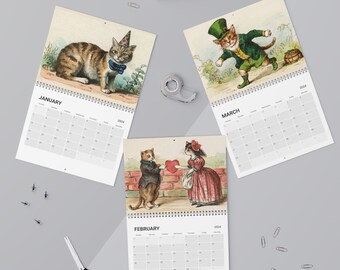 Funny Seasonal Cats Victorian Cat Calendar (2024)