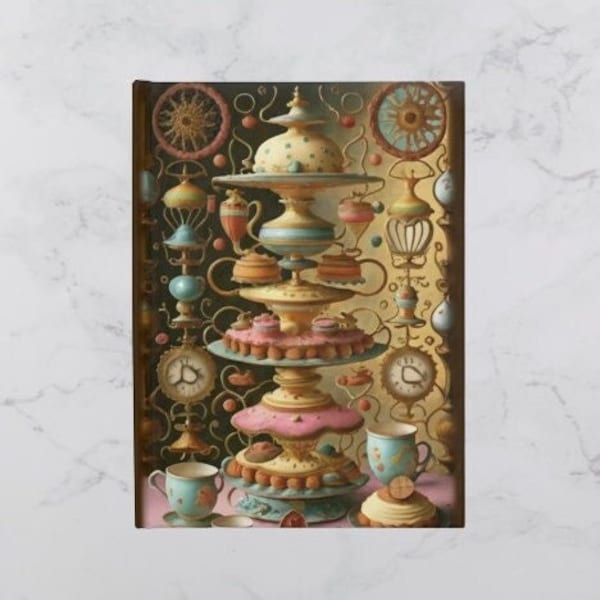 Back-Blankobuch; Journal für Backideen, Rezepte, & Experimente; Bäckertagebuch mit Stapeln von Kuchen, Keksen, Leckereien; Ideenbuch zum Thema Kochen