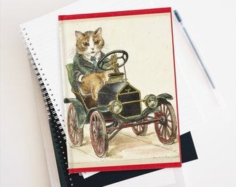 Tito the Tabby Travel Diary, Cat in a Classic Car Blank Book Travel Journal, Driving Dreams Diary, Travel Sketchbook for Artists Notebook