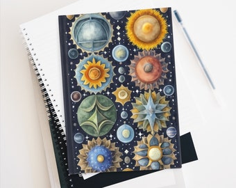 Celestial Flowers Space Journal, Flowers of the Galaxy Yoga Journal and Sketchbook, Spiritual Diary, Yoga Teacher Notebook, Self Study Diary