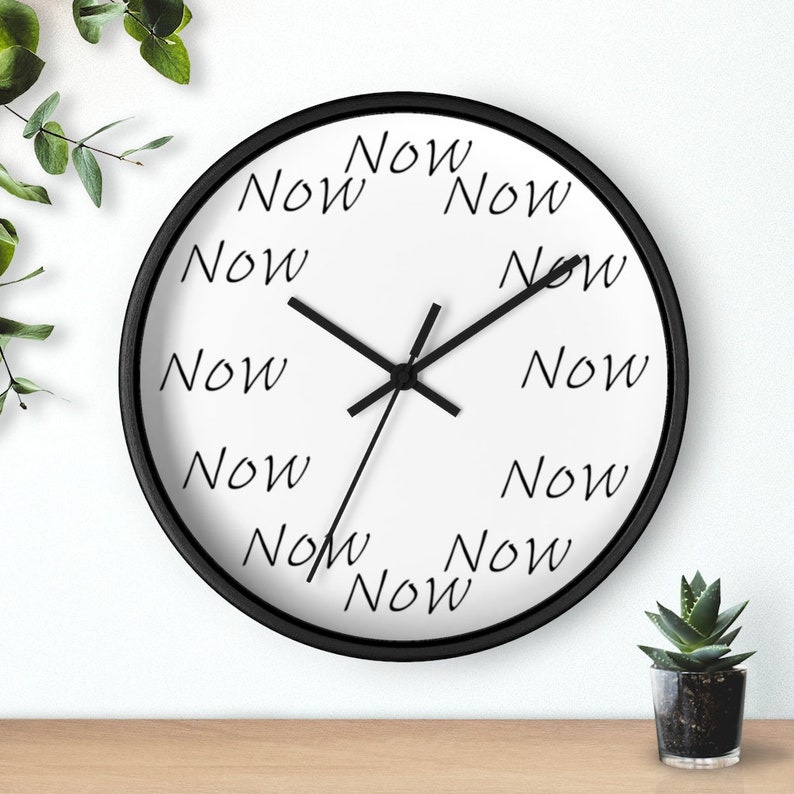 Yoga Clock Be Here Now Clock The Time is Now Yoga Jokes Mindfulness Gift Meditation Accessories Mindful Awareness Yogi Present image 2