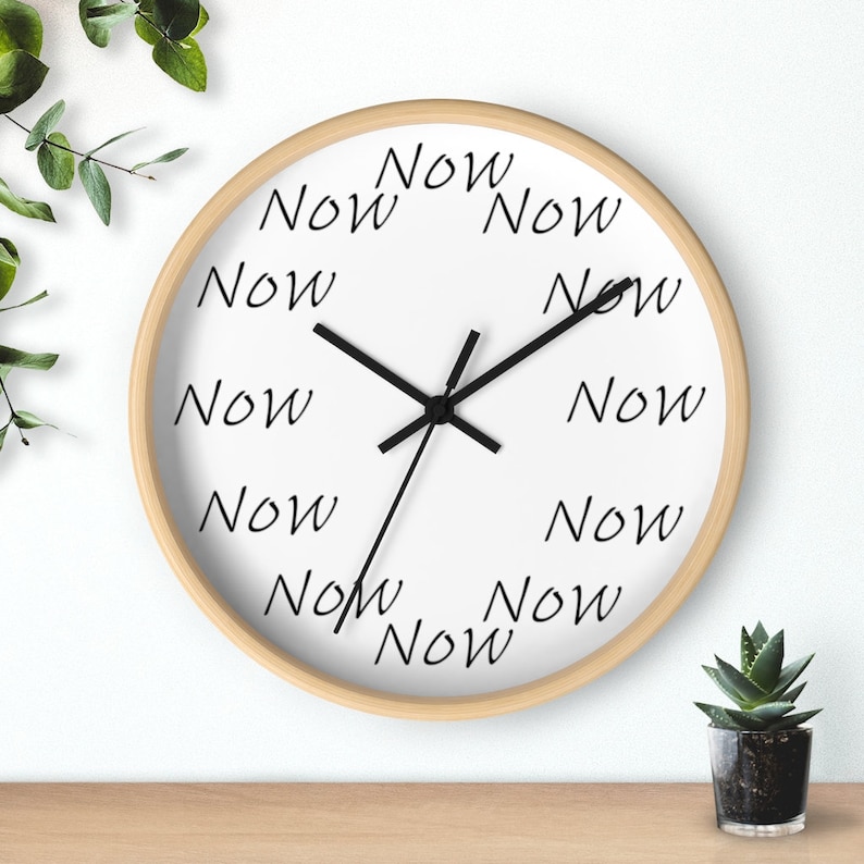 Yoga Clock Be Here Now Clock The Time is Now Yoga Jokes Mindfulness Gift Meditation Accessories Mindful Awareness Yogi Present image 1