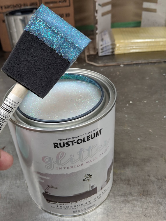 Rust Oleum Brush On Glitter Paint Iridescent Clear Quart Size Priority Mail Shipping 323860