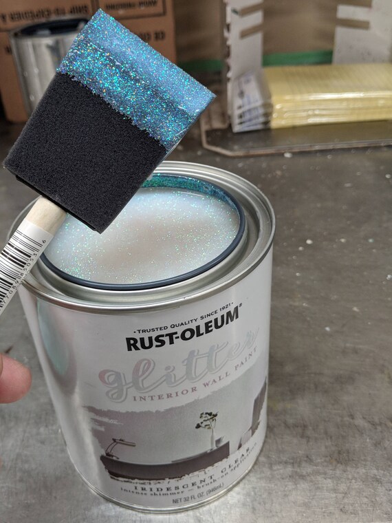 Rust Oleum Brush On Glitter Paint Iridescent Clear Quart Size Priority Mail Shipping 323860