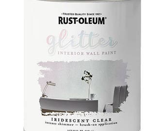 Rust-Oleum Brush-On Glitter Paint Iridescent Clear Quart Size -- Priority Mail Shipping -- 323860