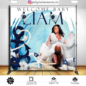 Nautical 8x8 Custom Backdrop with 1 picture, DIGITAL FILE ONLY