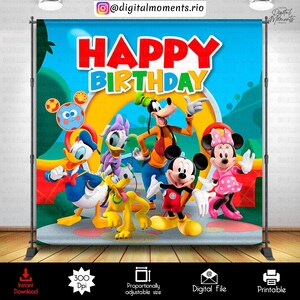 Mickey Club House 8x8 Backdrop, Birthday, Digital Files Only, INSTANT DOWNLOAD