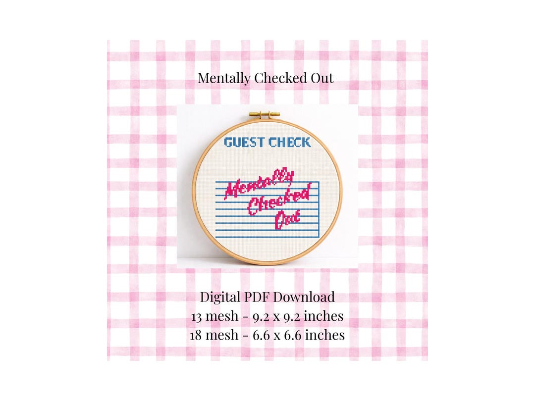 Mentally Checked Out Needlepoint Pattern – Guest Check Design, 18 Count ...