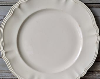 LARGE French Antique Round Creamware Earthenware Platter, Large Ivory Serving Plate, Creamware Serving Plate, Over 100 years old   M2408