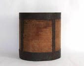 French Antique Wooden Grain Measure, LARGE Wooden Pot, Farmhouse Country Decor, Primitive Farmhouse Antiques