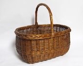 Vintage French Wooden Basket , Farmhouse Country Decor, Primitive Farmhouse Antiques