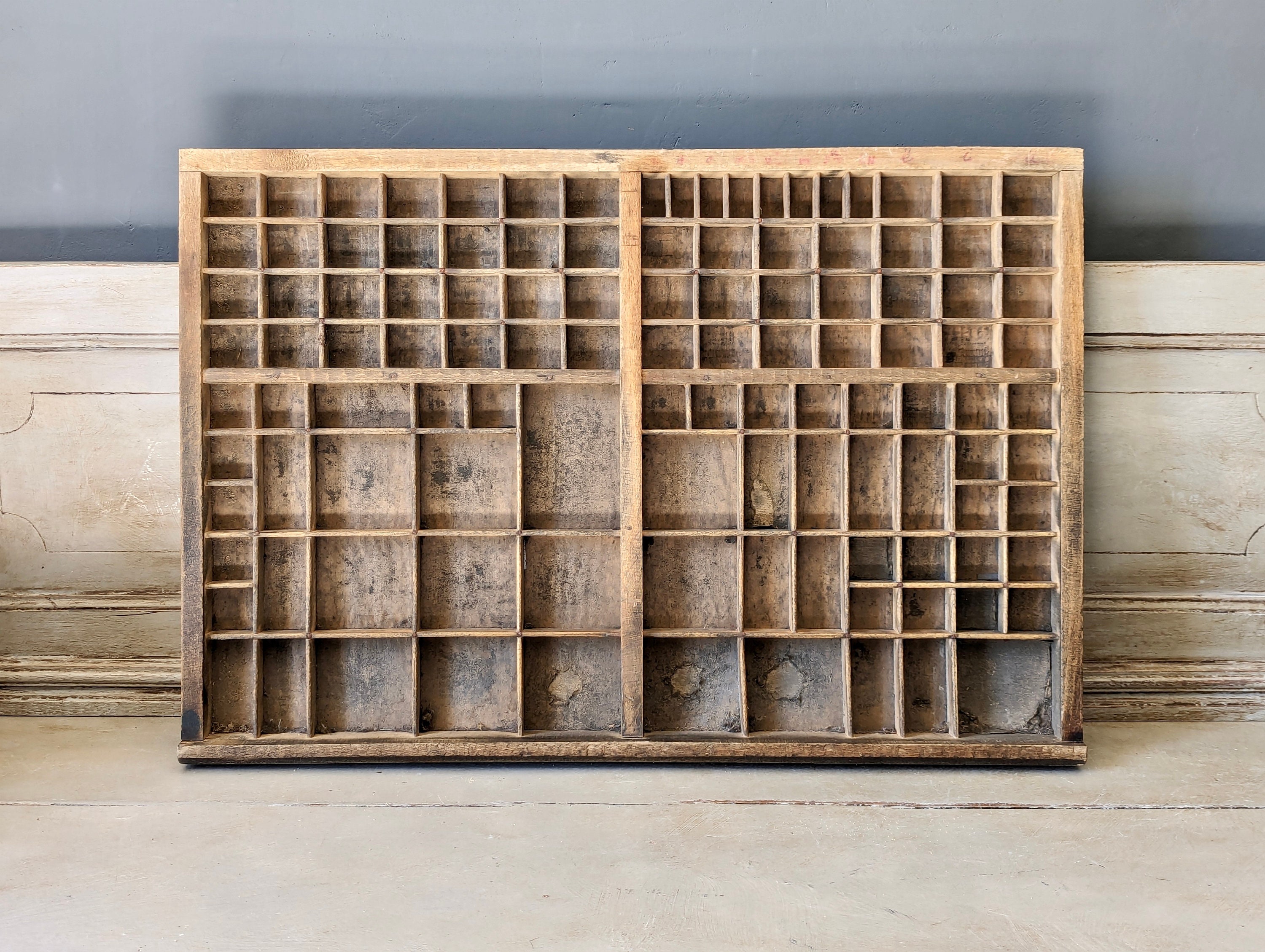 最終出品　プリンタートレイ　木製　ブロカント　ビンテージ　ヴィンテージ Vintage Letter Press Printer's Tray, Letterpress Drawer
