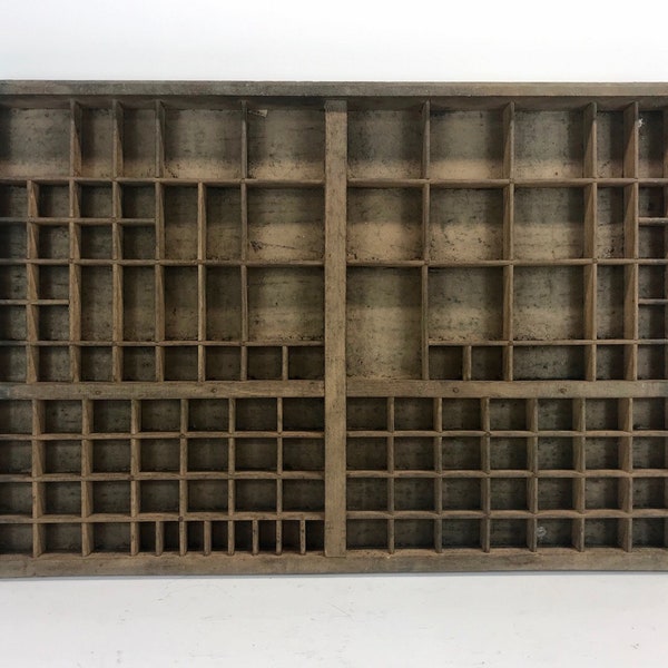 Antique French Letter Press Printer's Tray.  Letterpress drawer, Wooden Printers Tray, Industrial Loft Decor.