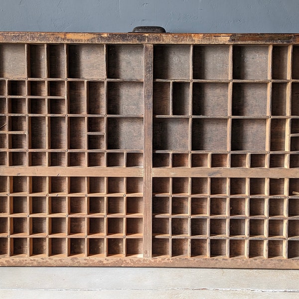 Antique Letter Press Printer's Tray, Letterpress drawer, Wooden Printers Tray, Industrial Loft Decor, French Brocante  M1939