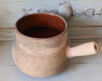 LARGE French Antique Terracotta Pot by Vallauris, Traditional Pottery, Stew Pot, Cooking pot, Planter, Kitchen Storage, Hutch display  M1994