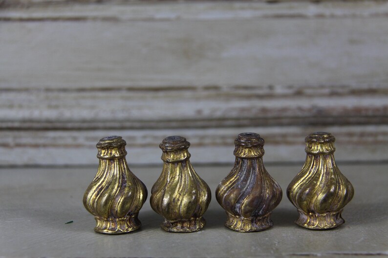 Set Of 4 Antique French Brass Ormolu Drapery Curtain Blind Etsy