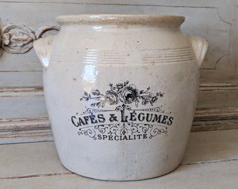 VERY LARGE French Grey Stoneware Pot, Vintage Confit Pot, Utensil Storage, Farmhouse Decor, Rustic Decor, Kitchen Storage, Brocante  M2229