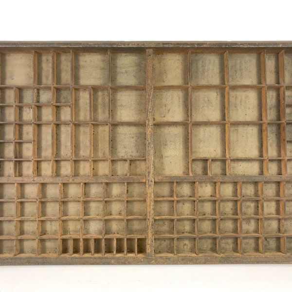 Antique French Letter Press Printer's Tray.  Letterpress drawer, Wooden Printers Tray, Industrial Loft Decor.