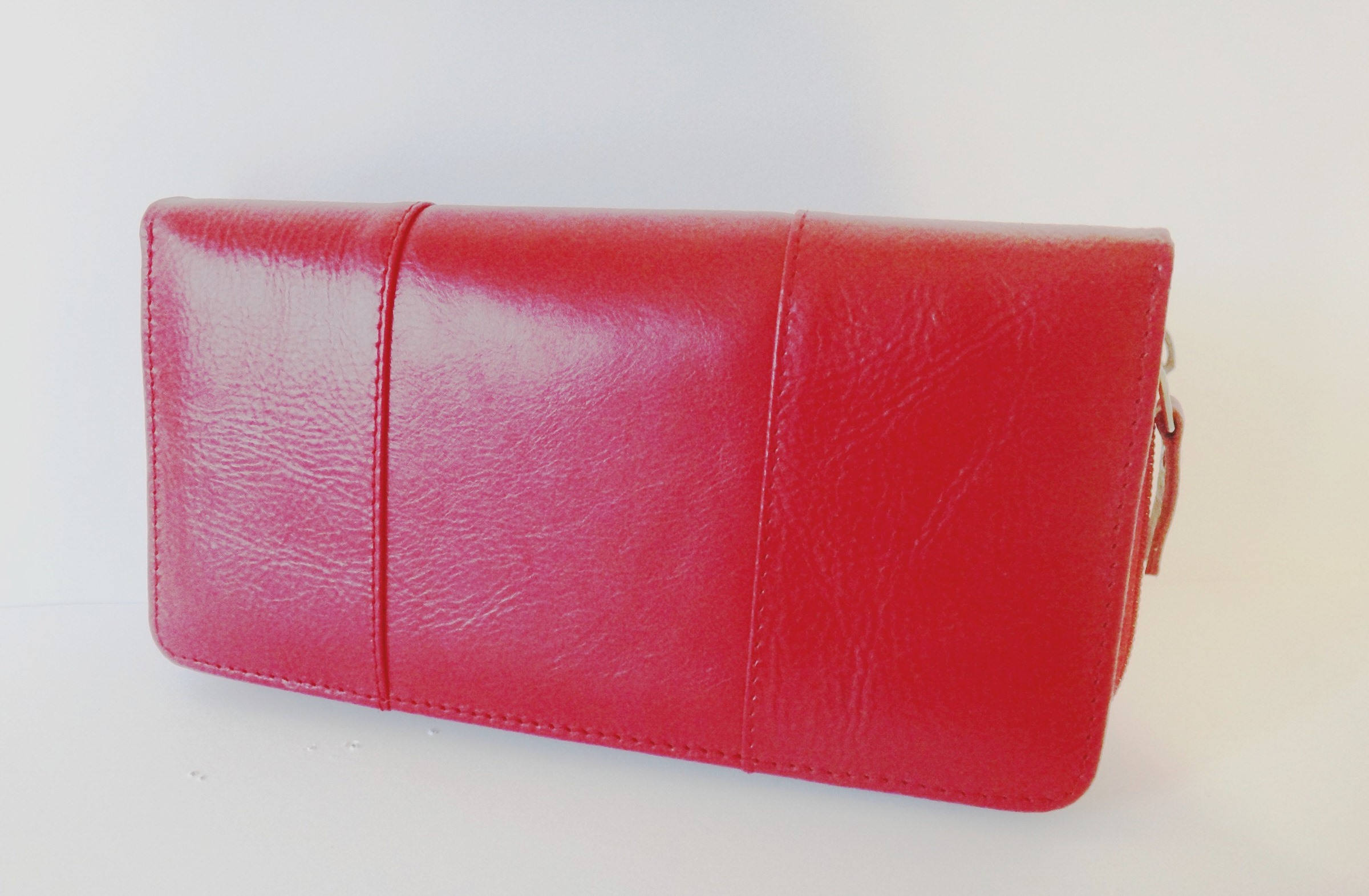 Red leather wallet Zipper wallet Bifold wallet Business card | Etsy