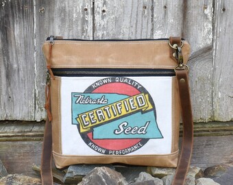 Farm Bureau Clover Seed Selina Vaughan Americana Vintage Seed Feed Sack Book Tote OOAK Canvas /& Leather Tote..