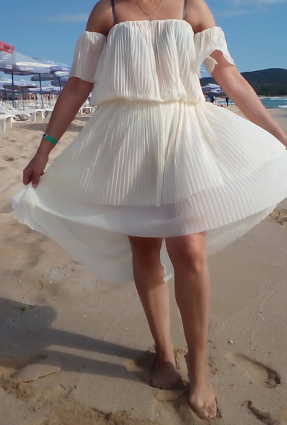 white off the shoulder beach dress