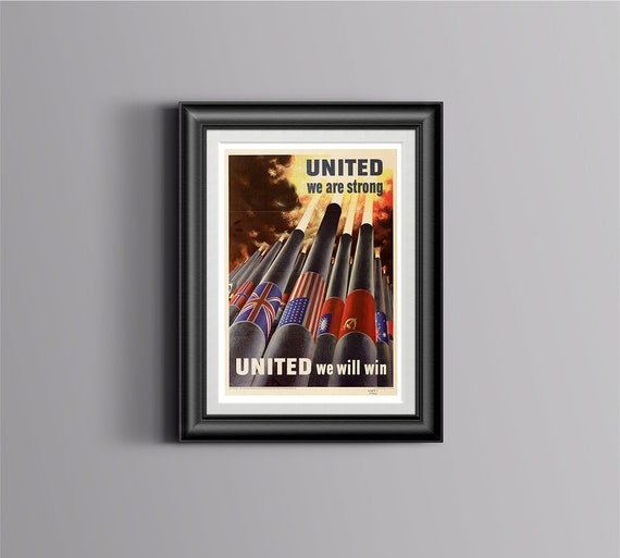 WW2 united We Are Strong Poster Print Reproduction Etsy