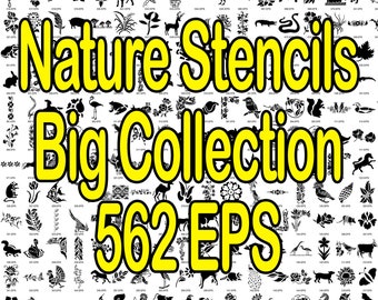 562 Nature Stencils Big Collection. Animals Flowers and Plants in ESP