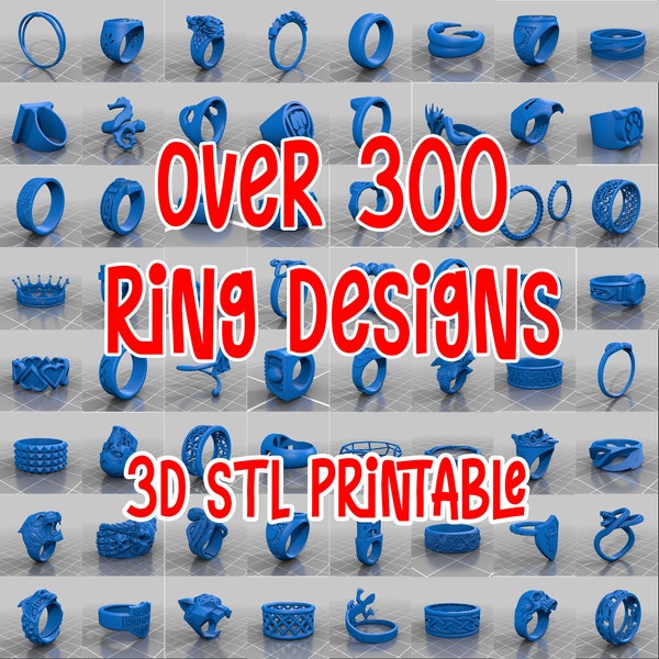 over 300 ring designs - 3D stl printable