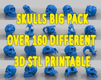 skulls big pack - over 160 different stl 3d printable