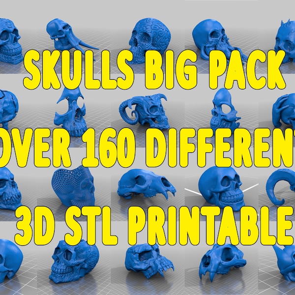skulls big pack - over 160 different stl 3d printable