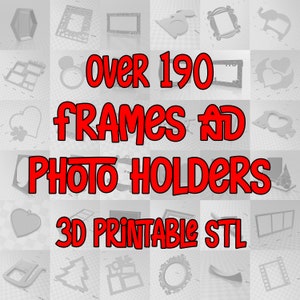 Könnte beinhalten: Über 190 3D-druckbare STL-Dateien für Rahmen und Bilderhalter. Das Bild zeigt eine Vielzahl von Designs, darunter Herzen, Kreise, Quadrate und Rechtecke.