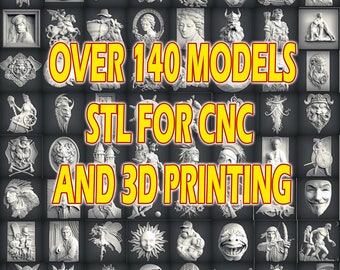 over 140 characters 3D stl models for CNC and 3D printing