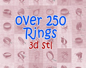 över 250 ringdesigner - 3D-stl-utskrivbara