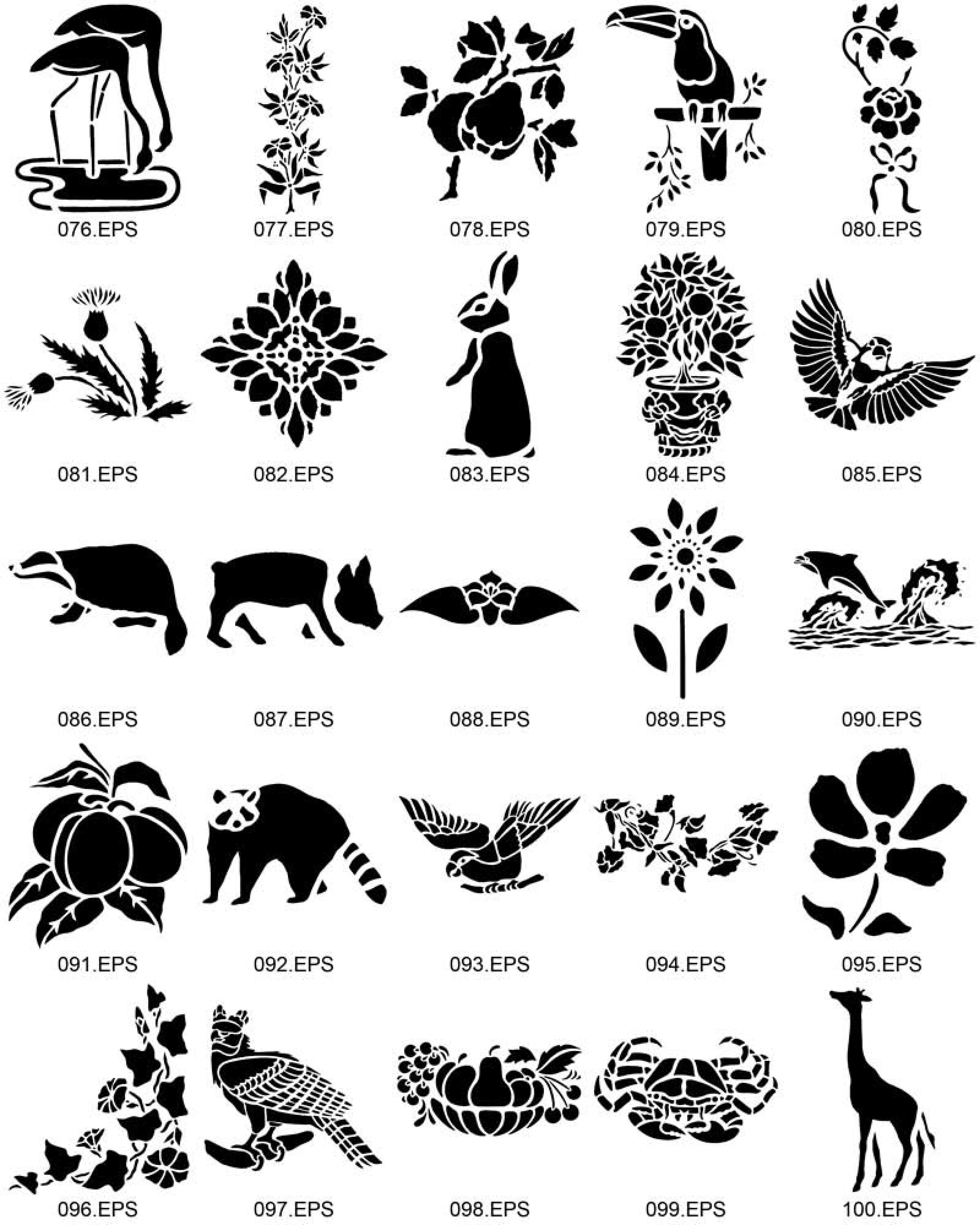 562 Nature Stencils Big Collection. Animals Flowers and Plants - Etsy