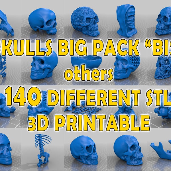 140 skulls big pack - stl 3d printable