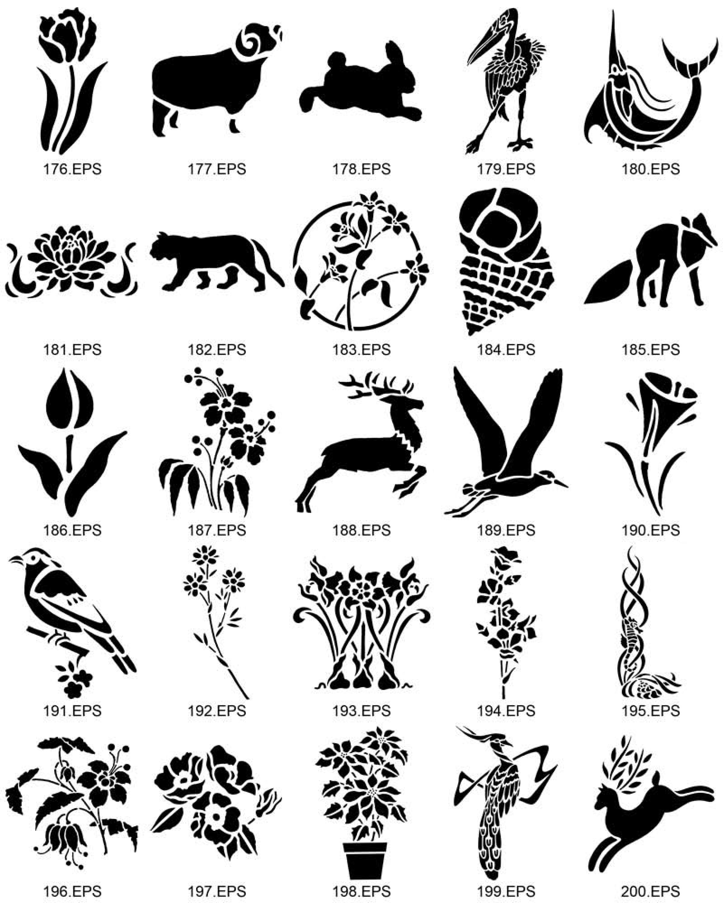 562 Nature Stencils Big Collection. Animals Flowers and Plants - Etsy