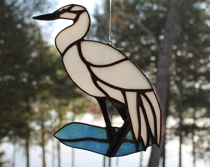 Stained Glass Egret - Etsy