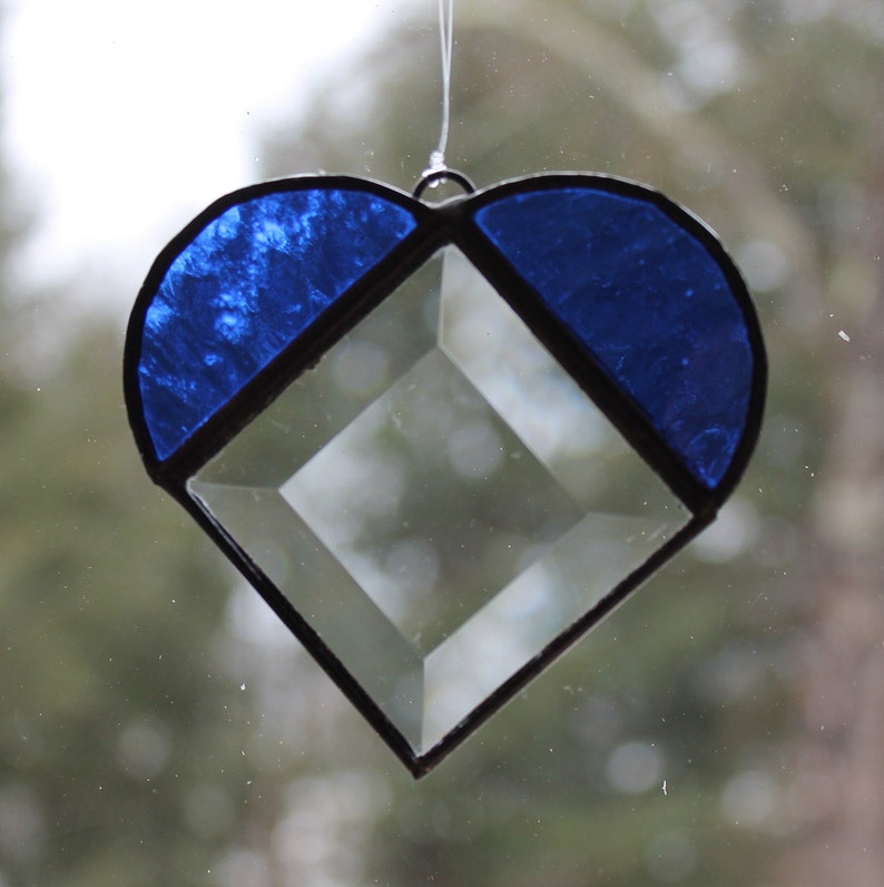 Stained Glass Heart Blue