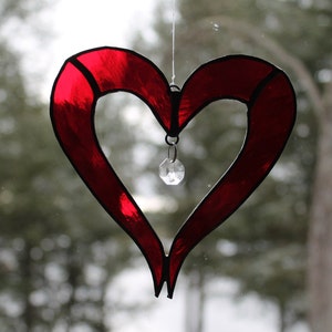 Stained Glass Heart suncatchers with open center and crystal