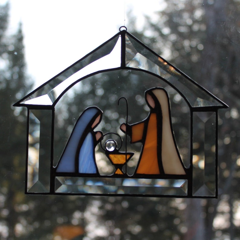 Stained Glass Bevel Nativity Scene