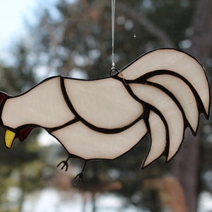 Stained Glass Rooster White, Black or Carmel Body image 2