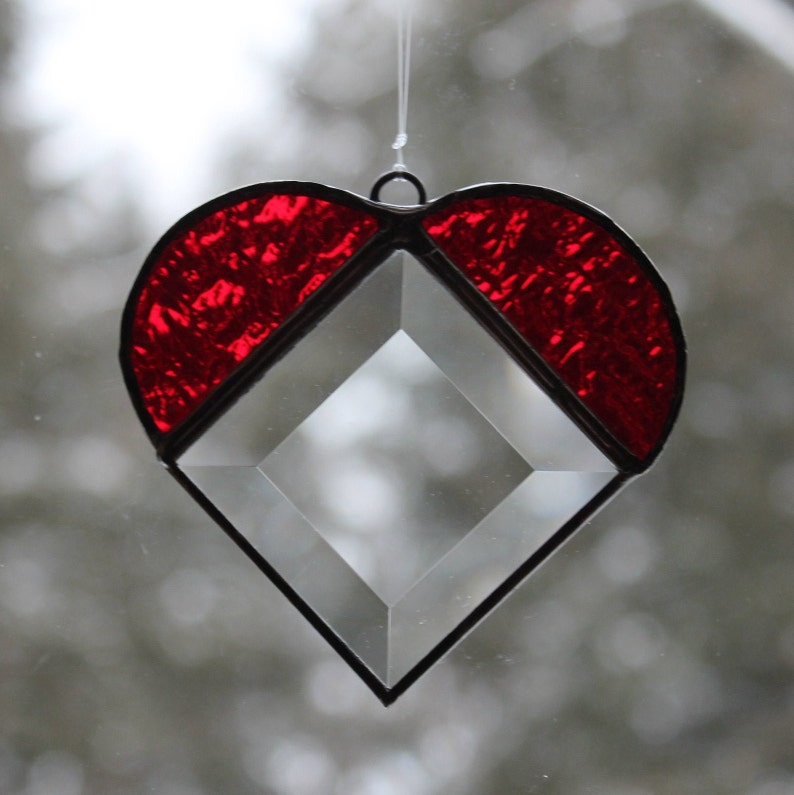 Stained Glass Heart Textured Red