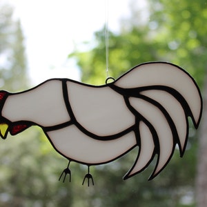 Stained Glass Rooster White, Black or Carmel Body image 1