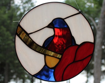 Stained Glass Bluebird Round