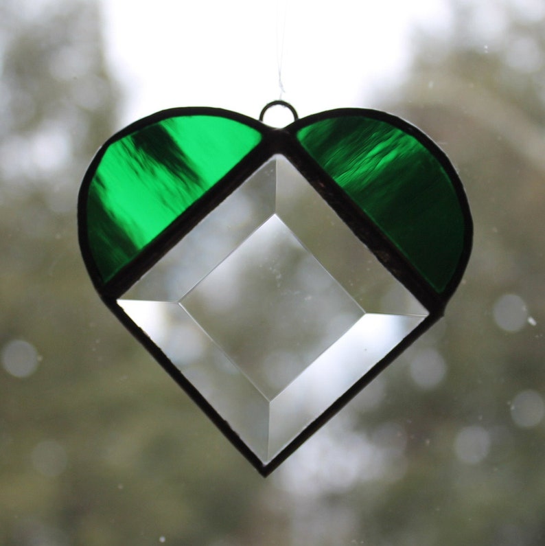 Stained Glass Heart Green