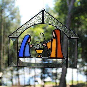 Stained Glass Nativity Scene Suncatcher and Standing