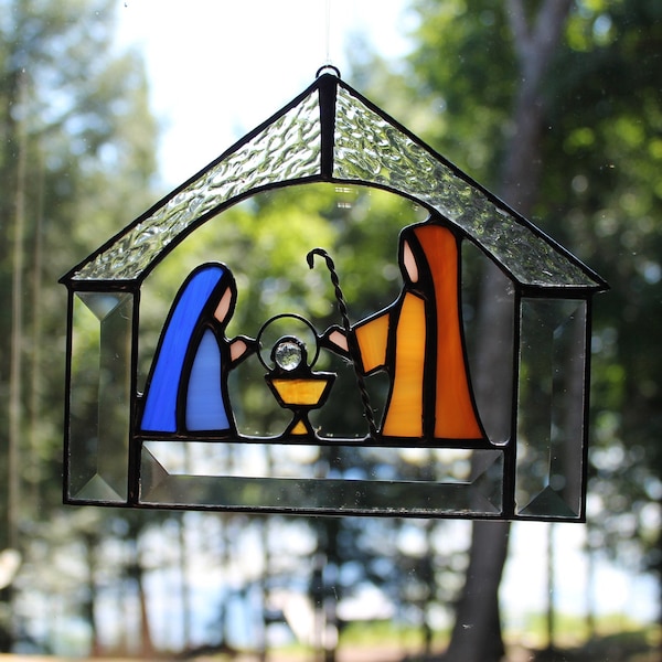 Stained Glass Nativity Etsy